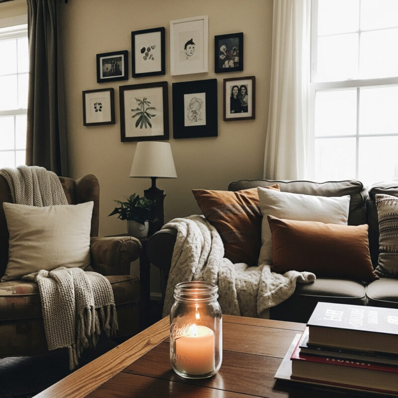 Mason jar used as candle holder
