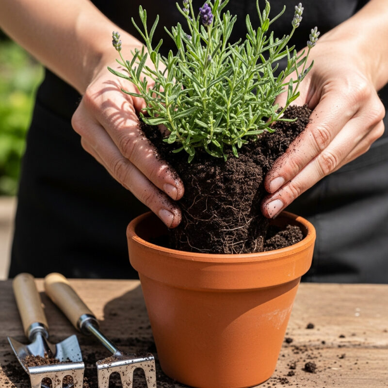 planting lavender in pots