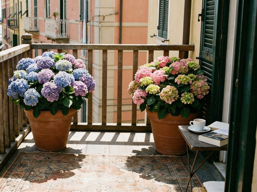Hydrangea in pots